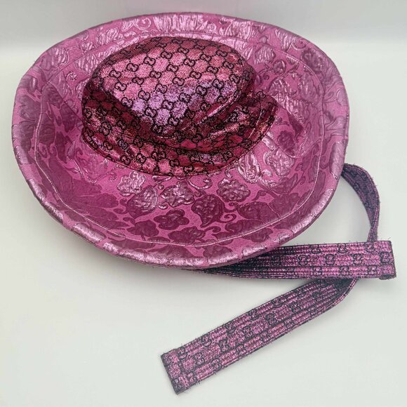 Gucci Women’s GG Monogram Metallic Sun Hat Size Large 58 CM $695 - Picture 4 of 12